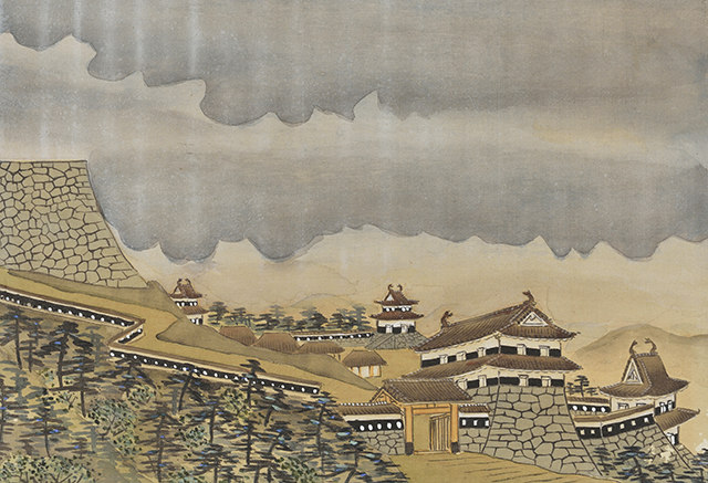 津和野百景図第一図として描かれた三本松城の画像